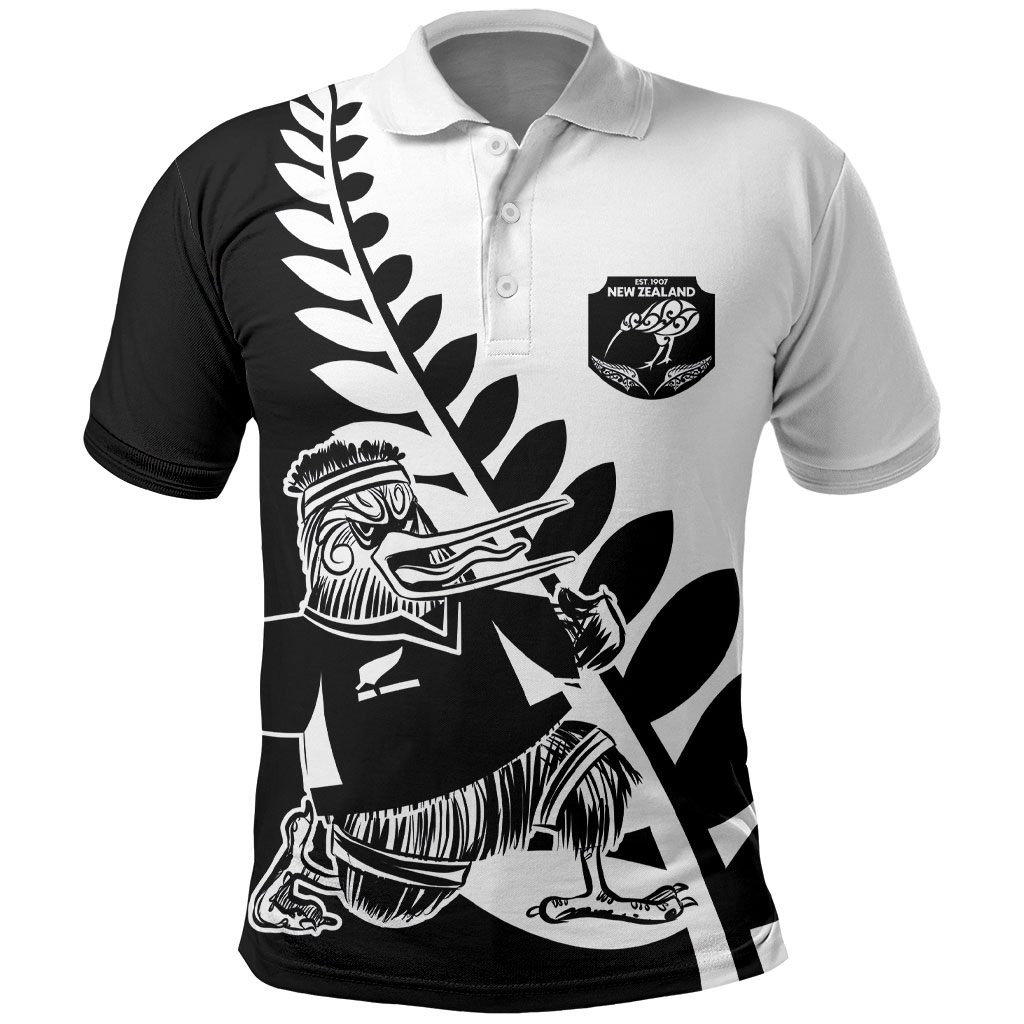 Custom Aotearoa Rugby League Polo Shirt Kiwi Haka and Fern - Sporty Style