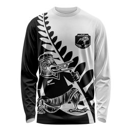 Custom Aotearoa Rugby League Long Sleeve Shirt Kiwi Haka and Fern - Sporty Style