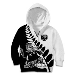 Custom Aotearoa Rugby League Kid Hoodie Kiwi Haka and Fern - Sporty Style