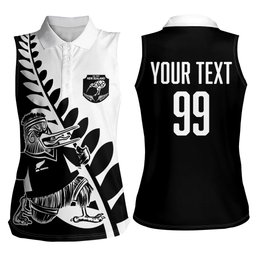 Custom Aotearoa Rugby League Women Sleeveless Polo Shirt Kiwi Haka and Fern - Sporty Style