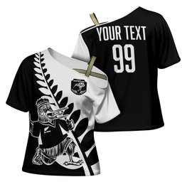Custom Aotearoa Rugby League Cross Shoulder Shirt Kiwi Haka and Fern - Sporty Style