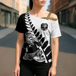 Custom Aotearoa Rugby League Cross Shoulder Shirt Kiwi Haka and Fern - Sporty Style