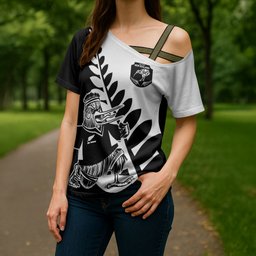Custom Aotearoa Rugby League Cross Shoulder Shirt Kiwi Haka and Fern - Sporty Style