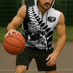 Custom Aotearoa Rugby League Sleeveless Zip Hoodie Kiwi Haka and Fern - Sporty Style