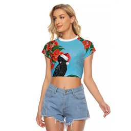 Australia Cockatoo Festive Christmas Raglan Cropped T Shirt