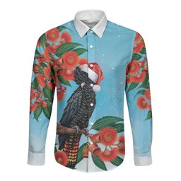 Australia Cockatoo Festive Christmas Long Sleeve Button Shirt