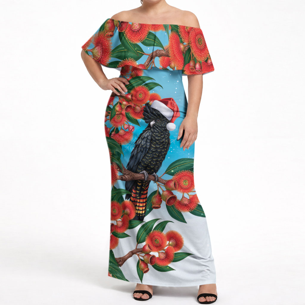 Australia Cockatoo Festive Christmas Off Shoulder Maxi Dress