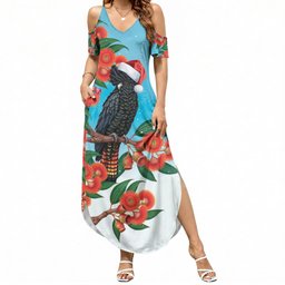Australia Cockatoo Festive Christmas Summer Maxi Dress