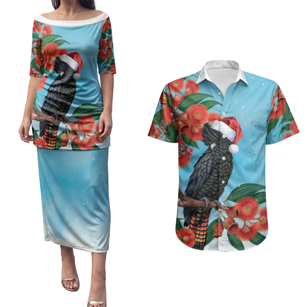 Australia Cockatoo Festive Christmas Couples Matching Puletasi and Hawaiian Shirt