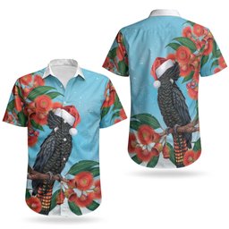 Australia Cockatoo Festive Christmas Couples Matching Short Sleeve Bodycon Dress and Hawaiian Shirt
