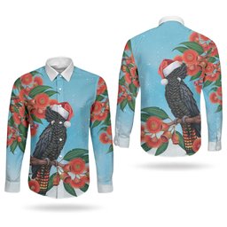 Australia Cockatoo Festive Christmas Couples Matching Short Sleeve Bodycon Dress and Long Sleeve Button Shirt