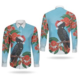 Australia Cockatoo Festive Christmas Couples Matching Tank Maxi Dress and Long Sleeve Button Shirt