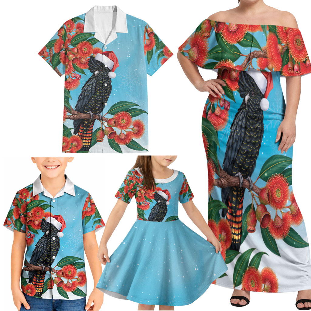 Australia Cockatoo Festive Christmas Family Matching Off Shoulder Maxi Dress and Hawaiian Shirt