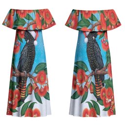 Australia Cockatoo Festive Christmas Family Matching Off Shoulder Maxi Dress and Hawaiian Shirt