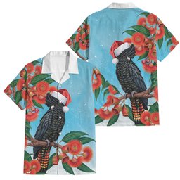 Australia Cockatoo Festive Christmas Family Matching Off Shoulder Short Dress and Hawaiian Shirt