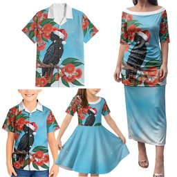 Australia Cockatoo Festive Christmas Family Matching Puletasi and Hawaiian Shirt