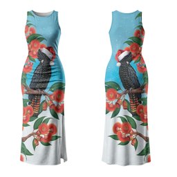 Australia Cockatoo Festive Christmas Family Matching Tank Maxi Dress and Hawaiian Shirt