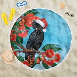 Australia Cockatoo Festive Christmas Beach Blanket