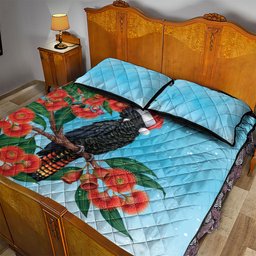 Australia Cockatoo Festive Christmas Quilt Bed Set