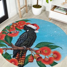 Australia Cockatoo Festive Christmas Round Carpet