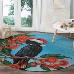 Australia Cockatoo Festive Christmas Round Carpet