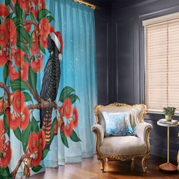 Australia Cockatoo Festive Christmas Window Curtain