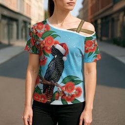 Australia Cockatoo Festive Christmas Cross Shoulder Shirt