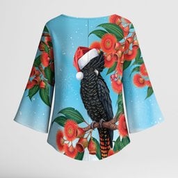 Australia Cockatoo Festive Christmas Kimono Sleeve Blouse