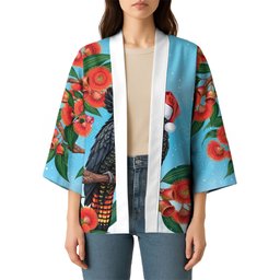 Australia Cockatoo Festive Christmas Kimono