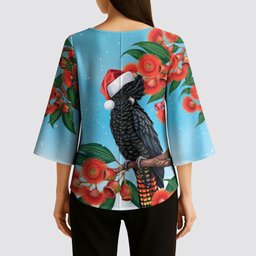 Australia Cockatoo Festive Christmas Kimono Sleeve Blouse