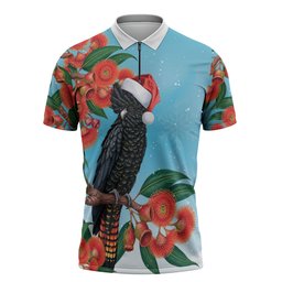 Australia Cockatoo Festive Christmas Zipper Polo Shirt