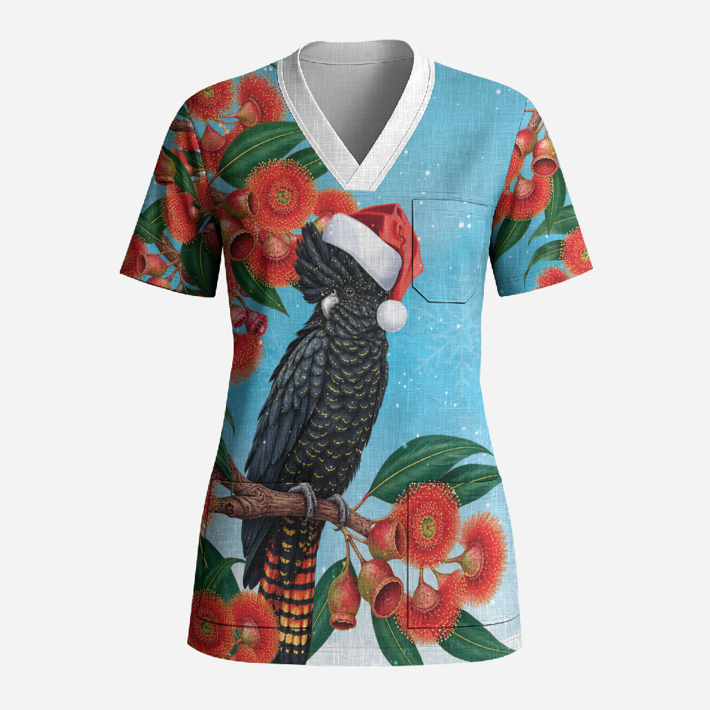 Australia Cockatoo Festive Christmas Scrub Top