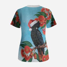 Australia Cockatoo Festive Christmas Scrub Top