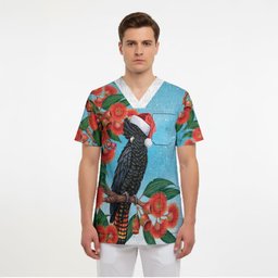 Australia Cockatoo Festive Christmas Scrub Top
