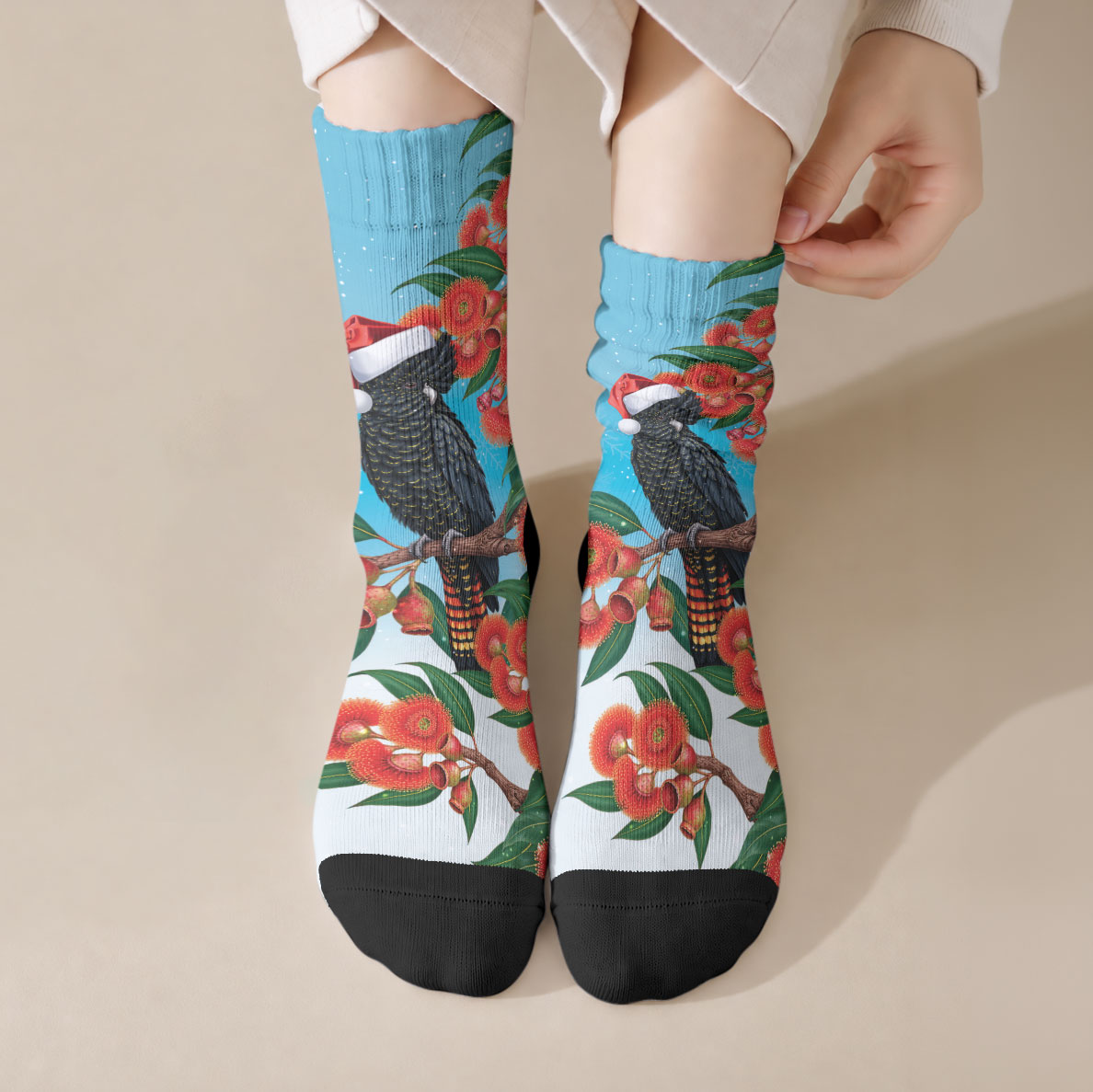 Australia Cockatoo Festive Christmas Crew Socks