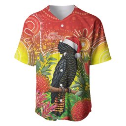 Australia Christmas Black Cockatoo Baseball Jersey Aboriginal Art
