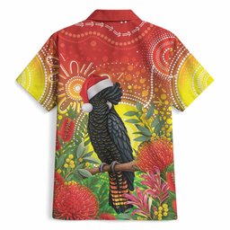 Australia Christmas Black Cockatoo Hawaiian Shirt Aboriginal Art