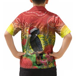 Australia Christmas Black Cockatoo Hawaiian Shirt Aboriginal Art