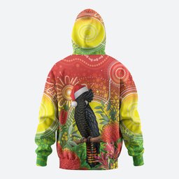 Australia Christmas Black Cockatoo Hoodie Aboriginal Art