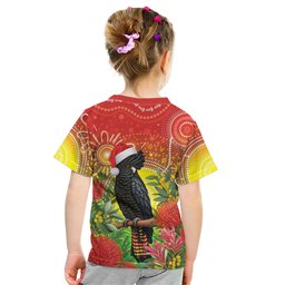 Australia Christmas Black Cockatoo Kid T Shirt Aboriginal Art