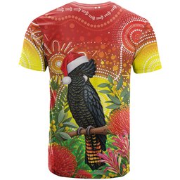 Australia Christmas Black Cockatoo T Shirt Aboriginal Art
