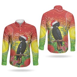 Australia Christmas Black Cockatoo Couples Matching Summer Maxi Dress and Long Sleeve Button Shirt Aboriginal Art