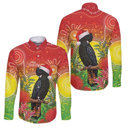 Australia Christmas Black Cockatoo Family Matching Off Shoulder Maxi Dress and Hawaiian Shirt Aboriginal Art