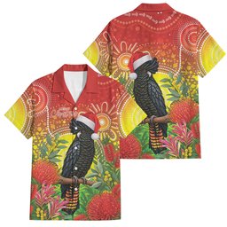 Australia Christmas Black Cockatoo Family Matching Long Sleeve Bodycon Dress and Hawaiian Shirt Aboriginal Art