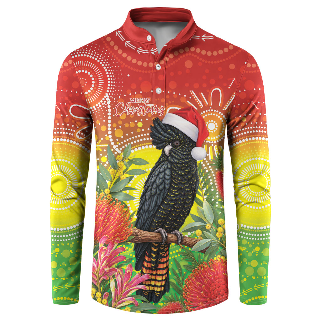 Australia Christmas Black Cockatoo Button Sweatshirt Aboriginal Art