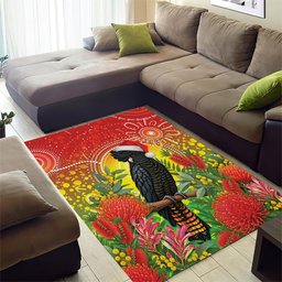Australia Christmas Black Cockatoo Area Rug Aboriginal Art