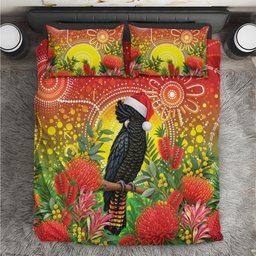 Australia Christmas Black Cockatoo Bedding Set Aboriginal Art