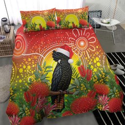 Australia Christmas Black Cockatoo Bedding Set Aboriginal Art
