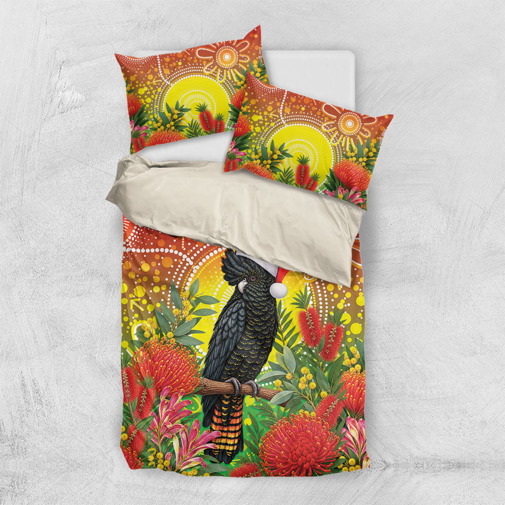 Australia Christmas Black Cockatoo Bedding Set Aboriginal Art
