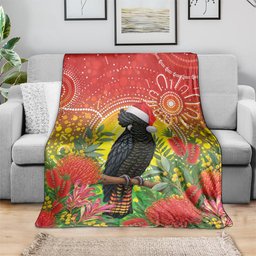 Australia Christmas Black Cockatoo Blanket Aboriginal Art
